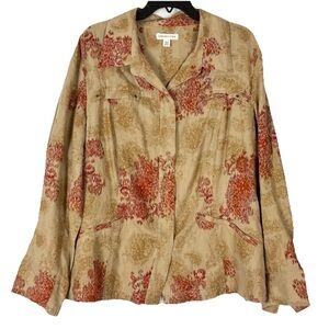 Nwot Coldwater Creek Linen Jacket 22W Boho Indie Artsy Retro Folk Fall Staple